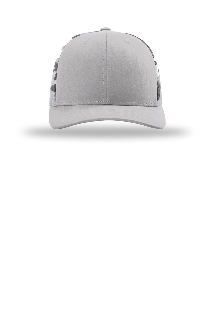 Richardson Printed Mesh Trucker 112PM — Silver/ Grey Camo — front
