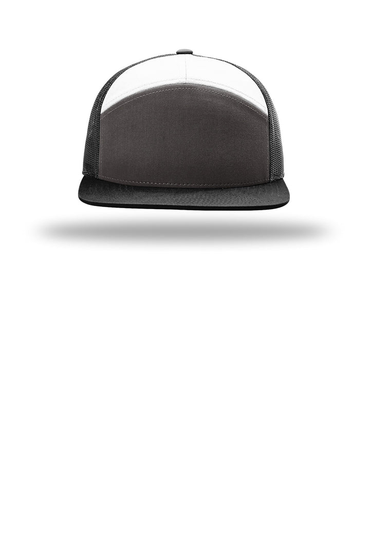 Richardson 7-Panel Trucker 168 — Charcoal/ Black/ White — front