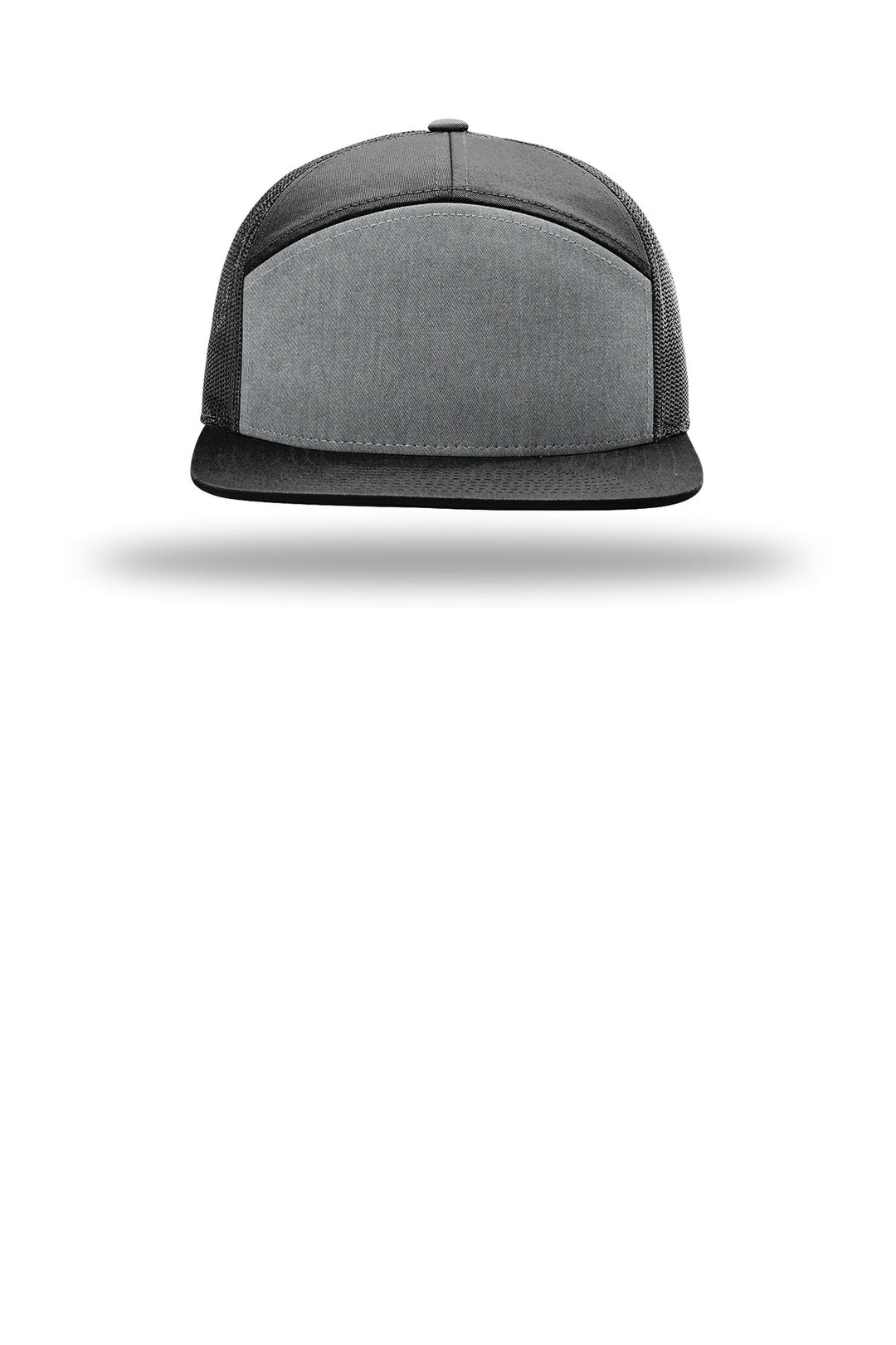 Richardson 7-Panel Trucker 168 — Heather Grey/ Black/ Black — front