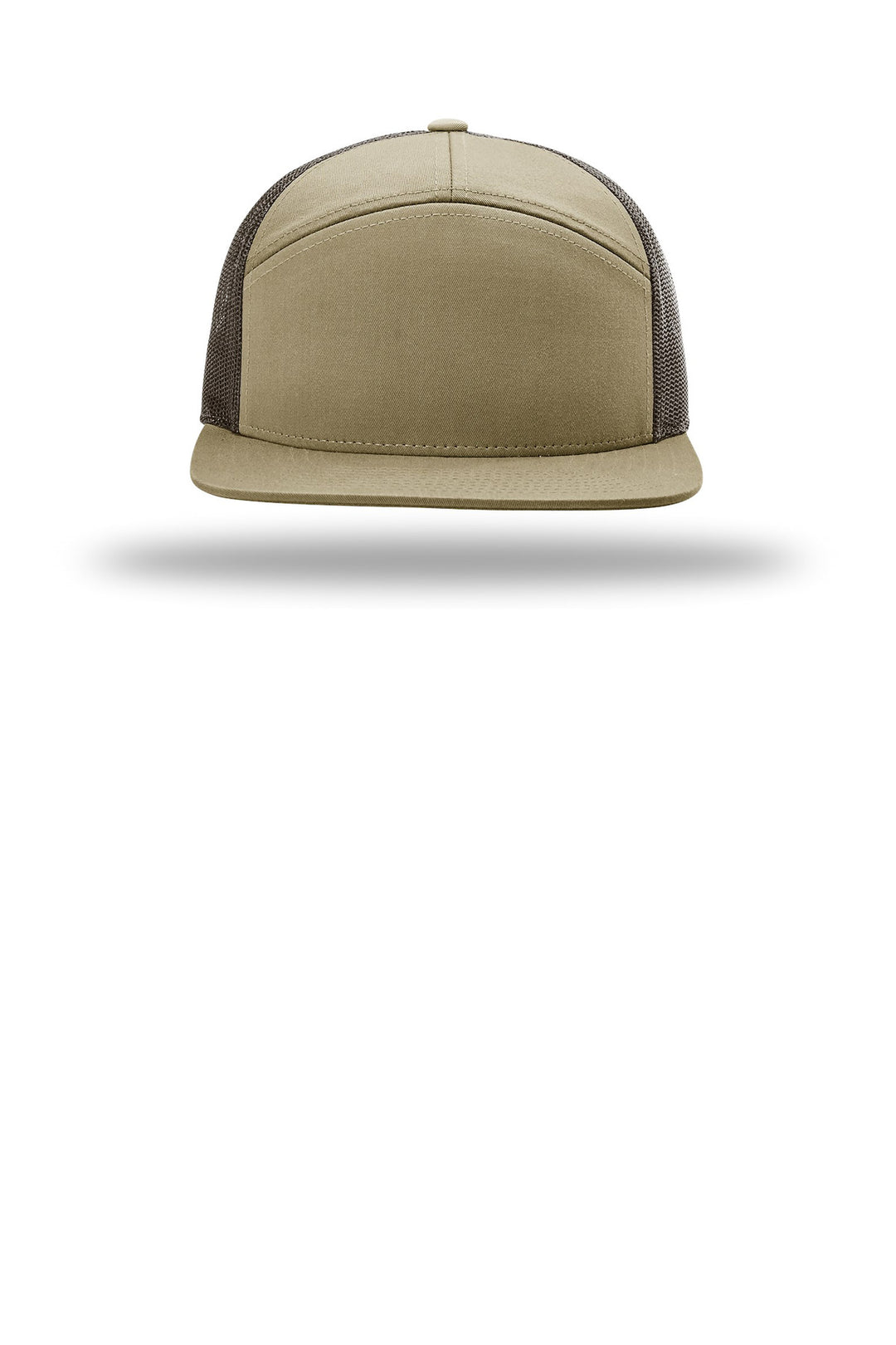 Richardson 7-Panel Trucker 168 — Pale Khaki/ Brown — front