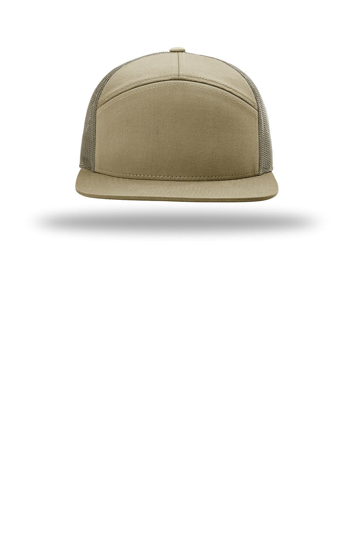 Richardson 7-Panel Trucker 168 — Pale Khaki/ Loden — front