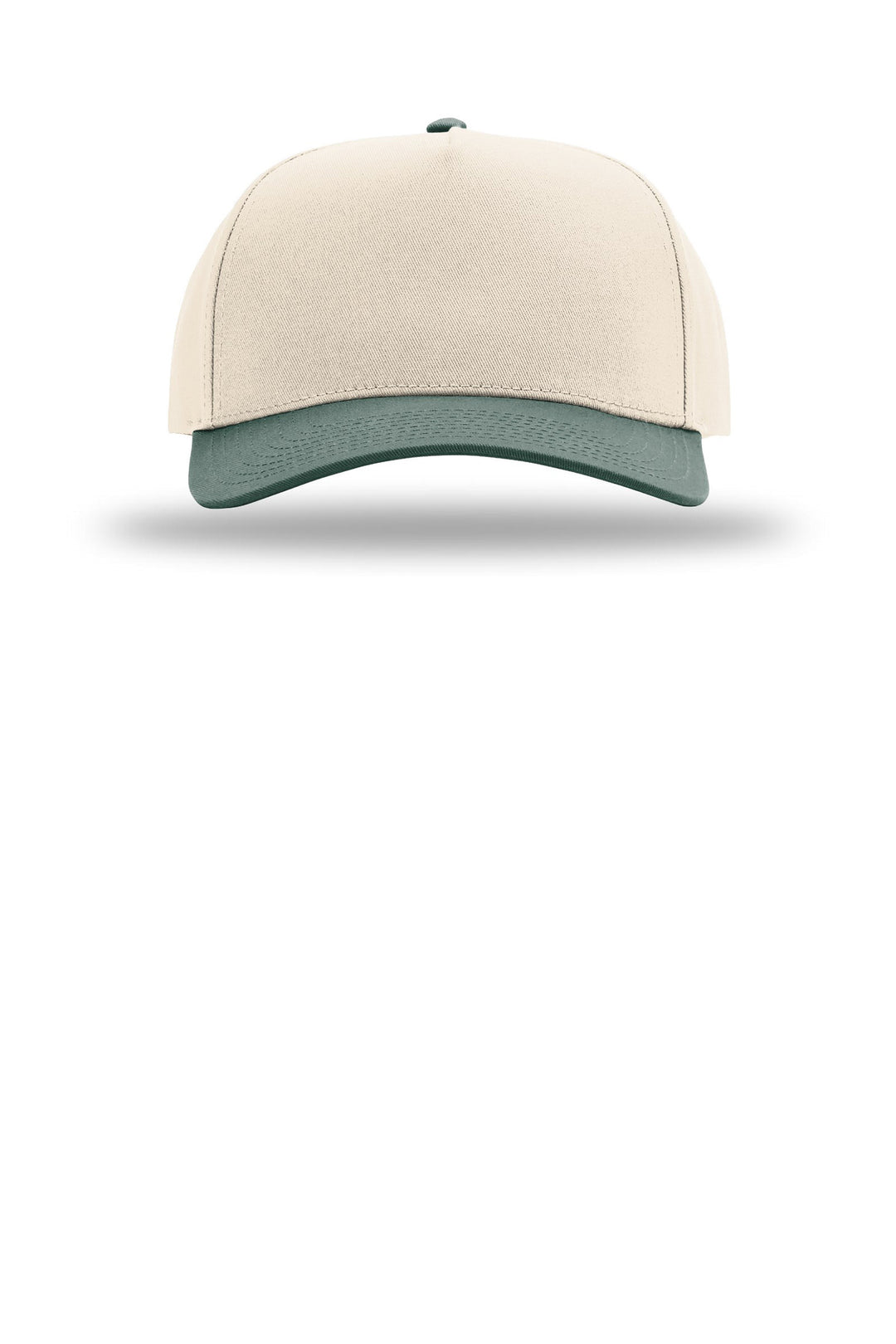 Richardson Full Fabric 5-Panel Champ 323FPC — Cream/ Cream/ Dark Green — front