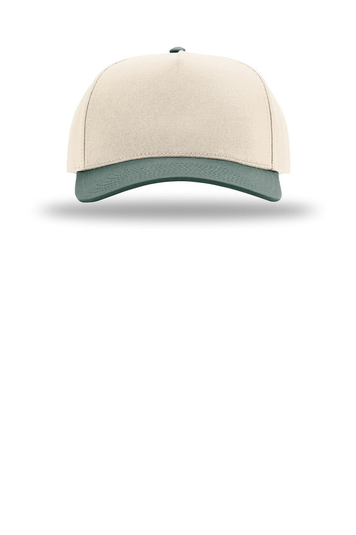Richardson Full Fabric 5-Panel Champ 323FPC — Cream/ Cream/ Dark Green — front