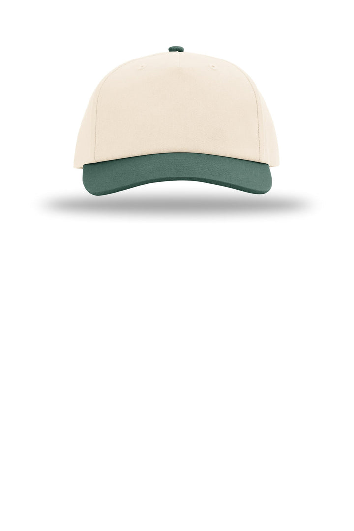 Richardson 5-Panel Relaxed Gramps 356 — Cream/ Cream/ Dark Green — front