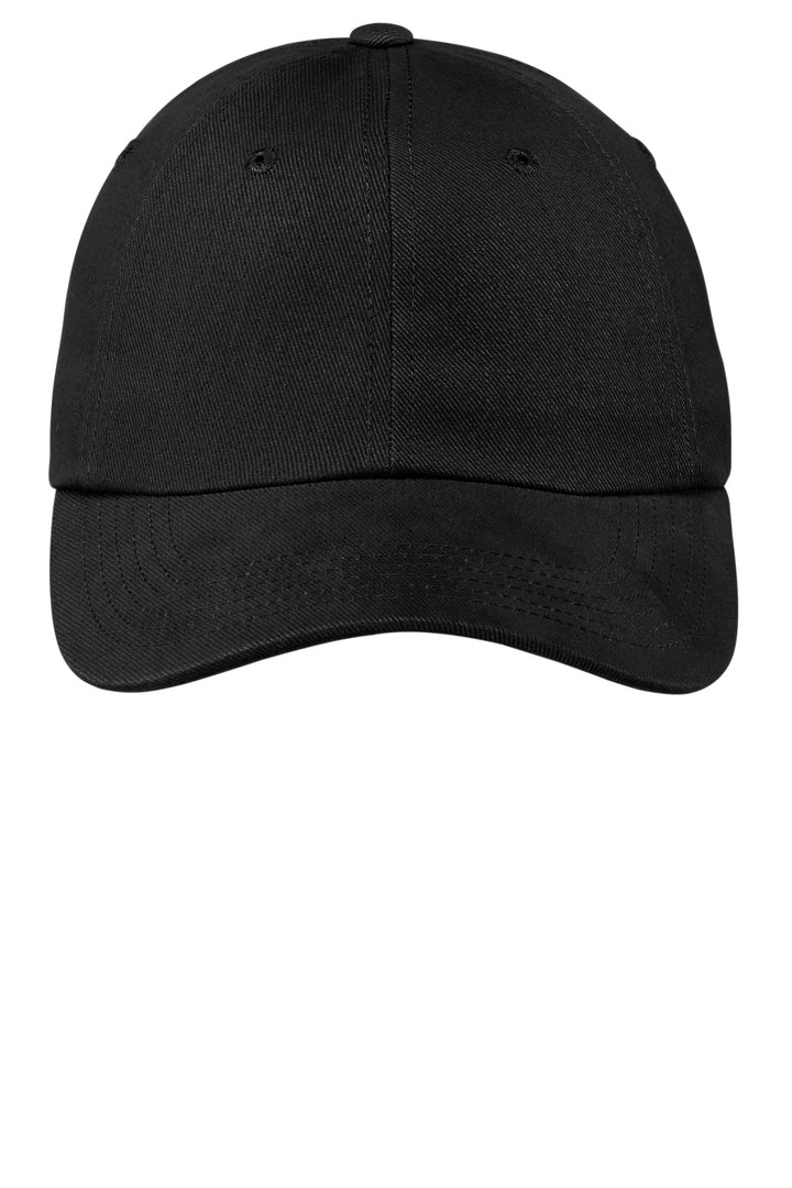 Port Authority Unstructured Brushed Twill Cap.  BTU — Black — front