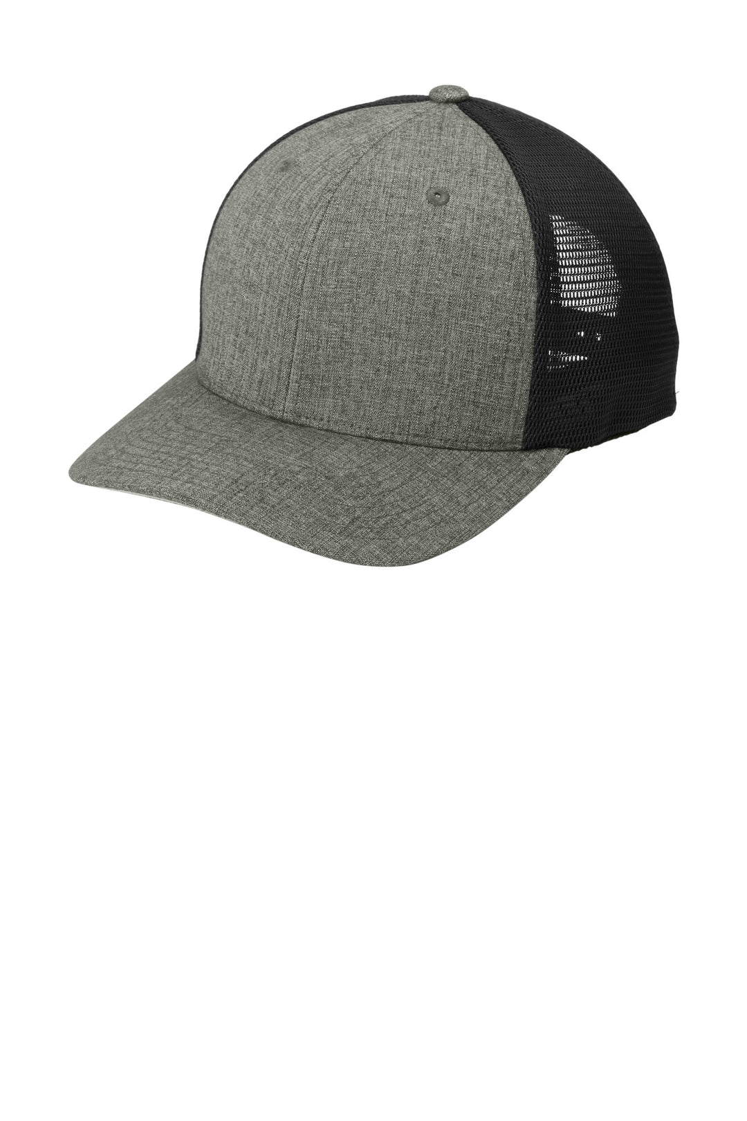 Port Authority Flexfit 110 Mesh Cap C110 — Heather Graphite/ Black — front