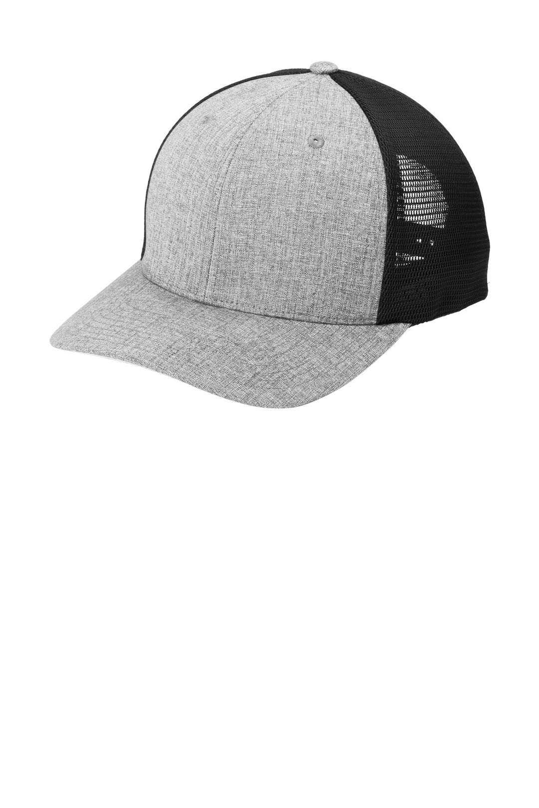 Port Authority Flexfit 110 Mesh Cap C110 — Heather Silver/ Black — front