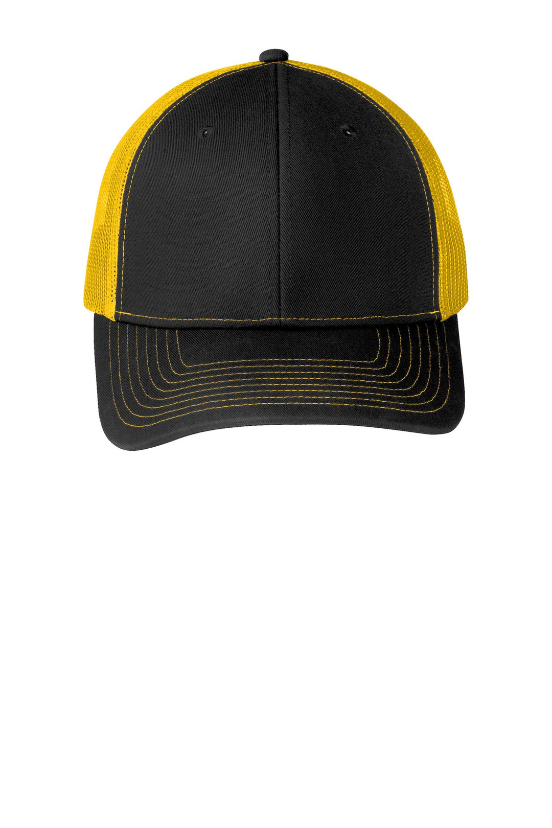 Port Authority Snapback Trucker Cap. C402 — Black/ Gold — front