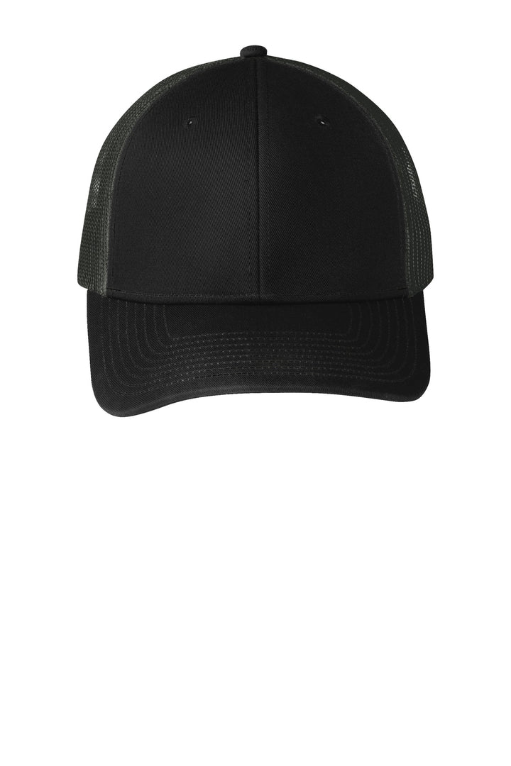 Port Authority Snapback Trucker Cap. C402 — Black/ Grey Steel — front