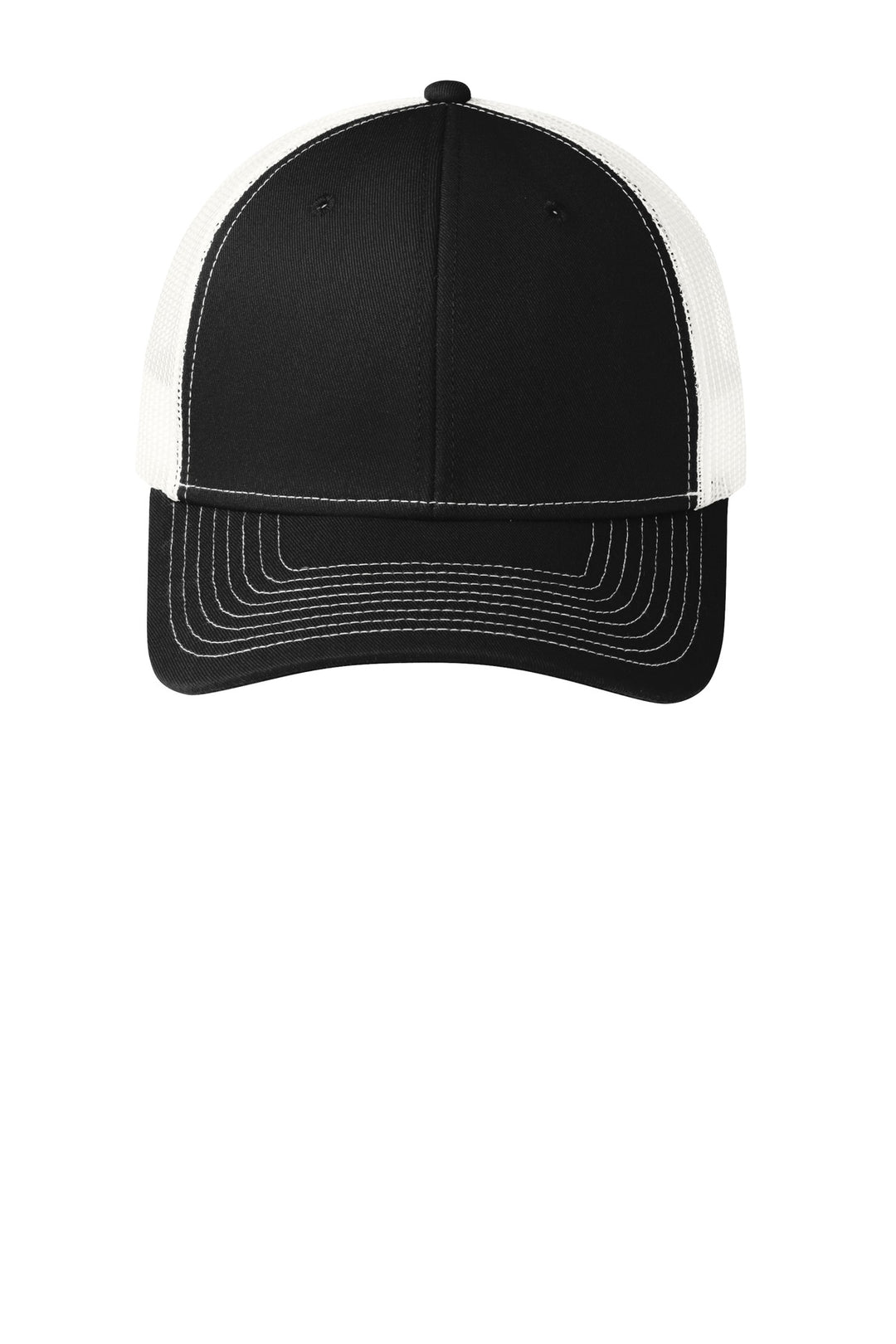 Port Authority Snapback Trucker Cap. C402 — Black/ White — front