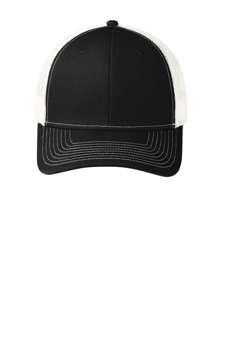 Port Authority Snapback Trucker Cap. C402 — Black/ White — front