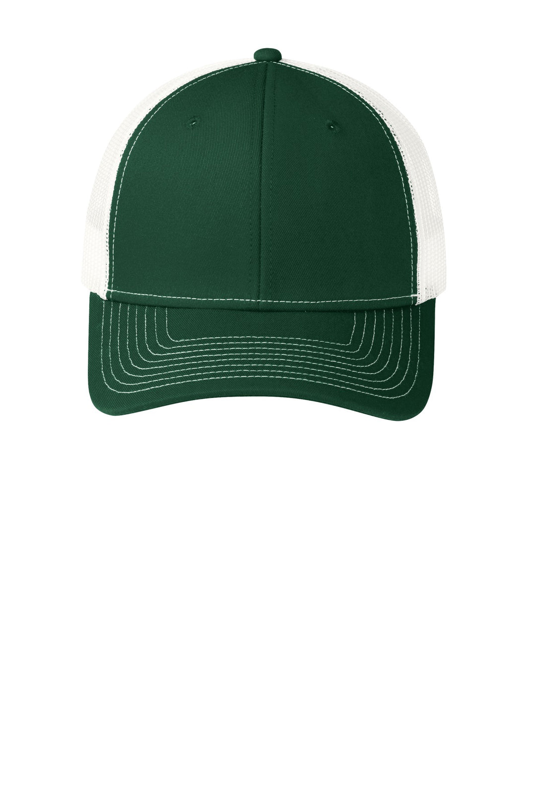 Port Authority Snapback Trucker Cap. C402 — Dark Green/ White — front
