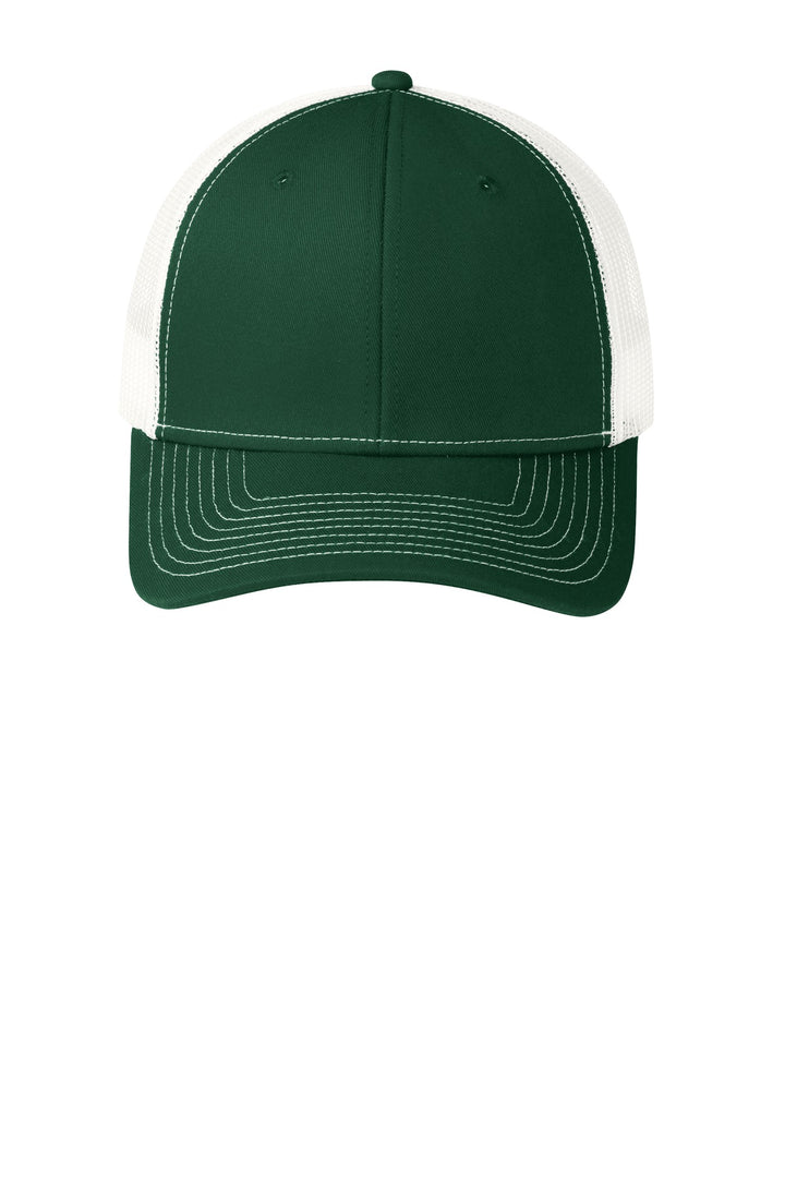 Port Authority Snapback Trucker Cap. C402 — Dark Green/ White — front