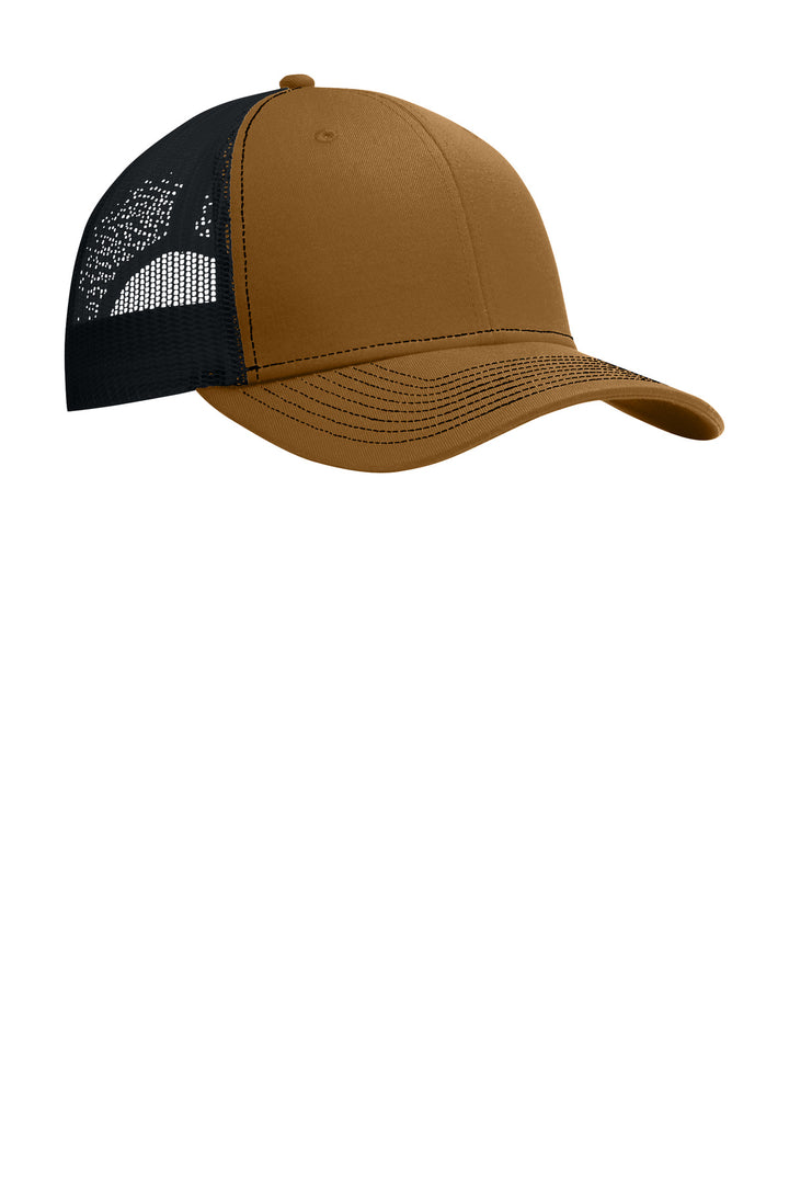 Port Authority Snapback Trucker Cap. C402 — Duck Brown/ Black — front