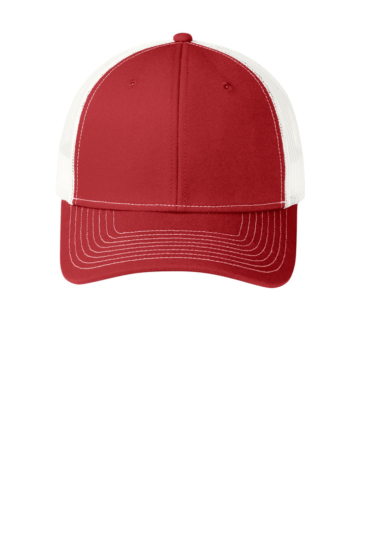 Port Authority Snapback Trucker Cap. C402 — Flame Red/ White — front