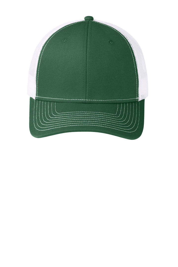 Port Authority Snapback Trucker Cap. C402 — Forest Green/ White — front