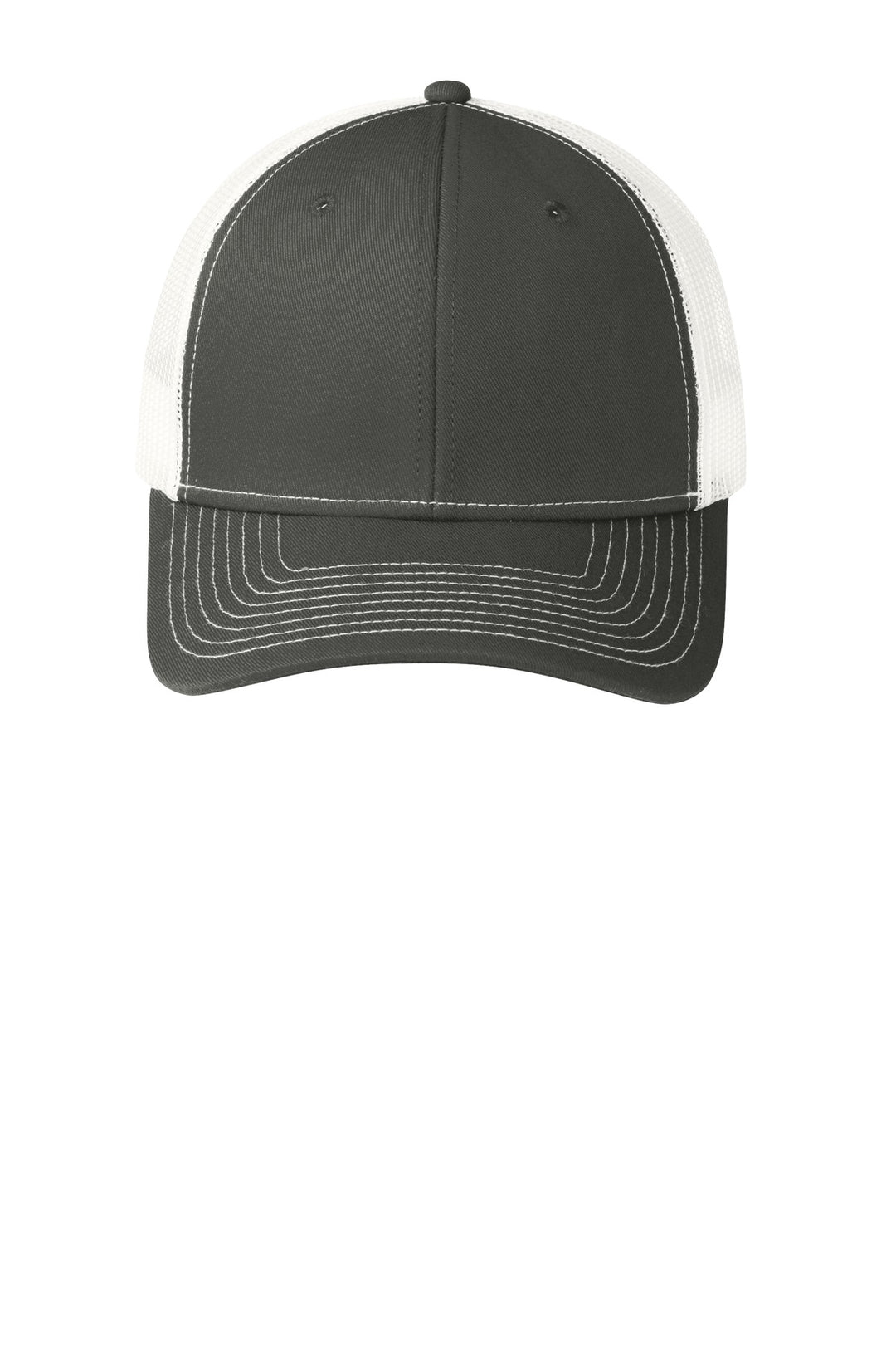 Port Authority Snapback Trucker Cap. C402 — Grey Steel/ White — front