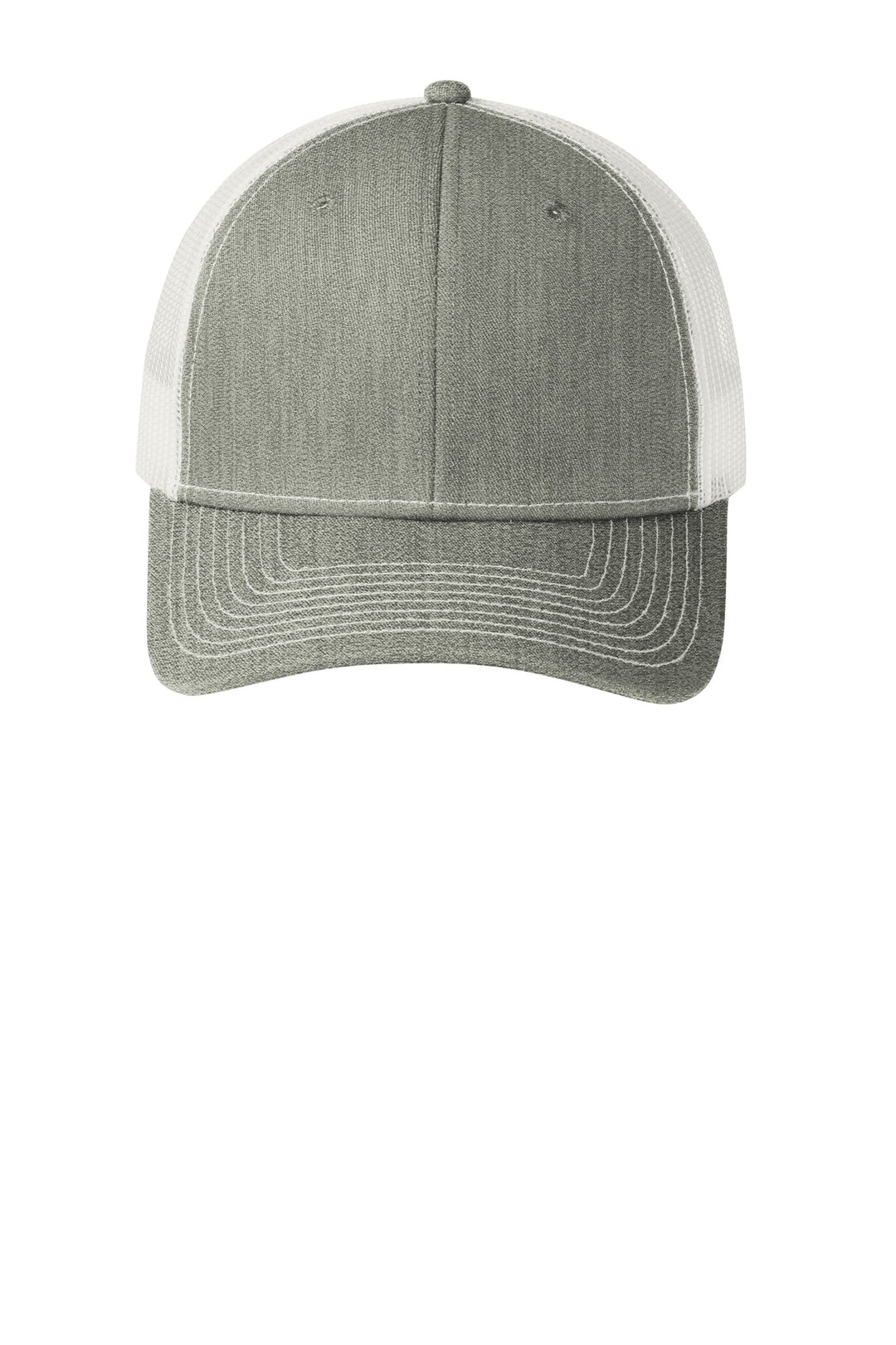 Port Authority Snapback Trucker Cap. C402 — Heather Grey/ White — front