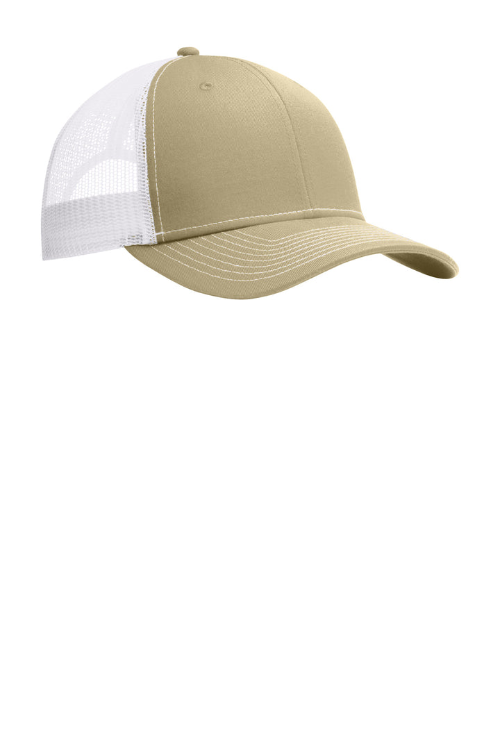 Port Authority Snapback Trucker Cap. C402 — Light Khaki/ White — front
