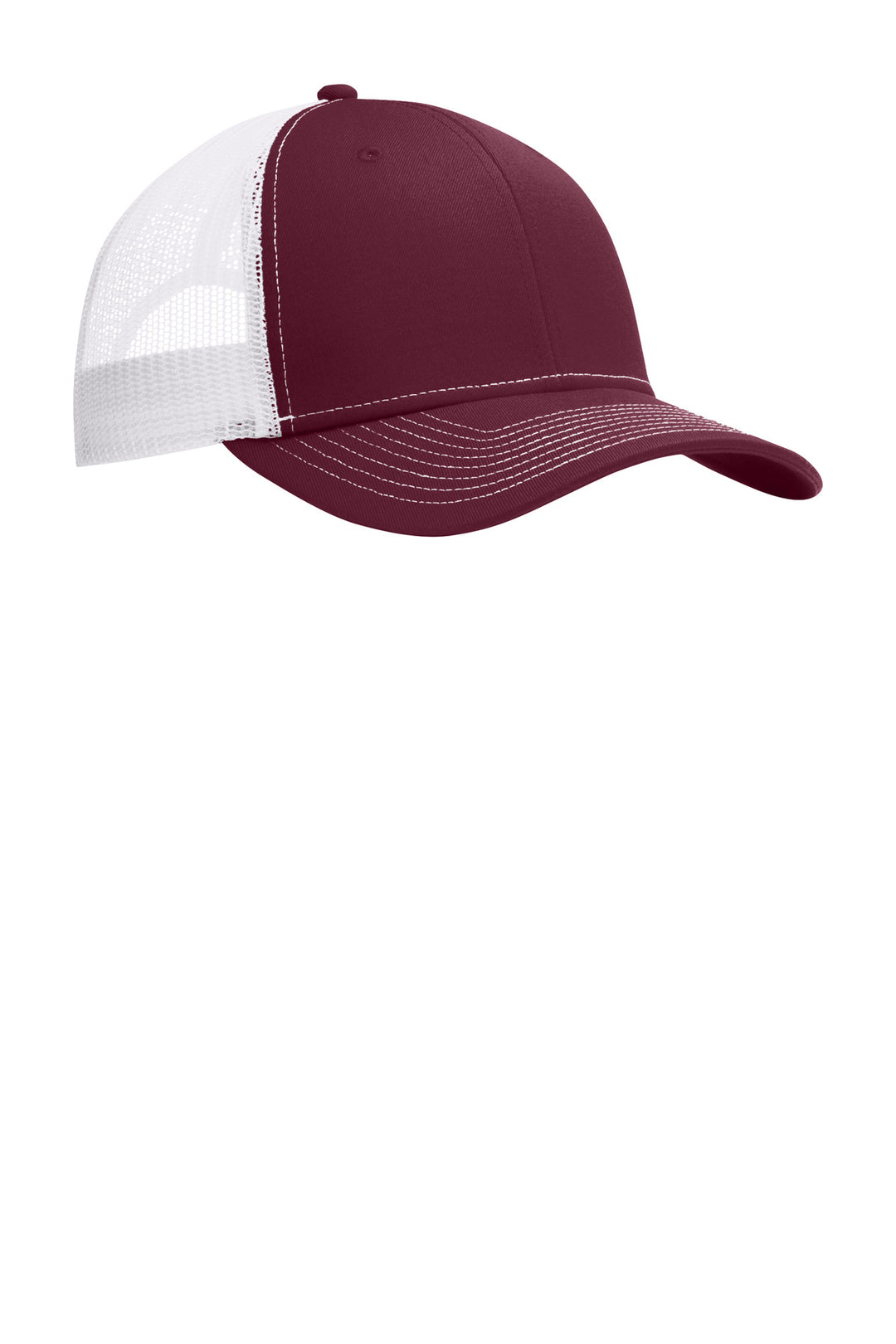 Port Authority Snapback Trucker Cap. C402 — Maroon/ White — front