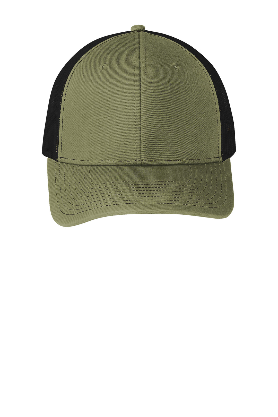 Port Authority Snapback Trucker Cap. C402 — Olive Drab Green/ Black — front