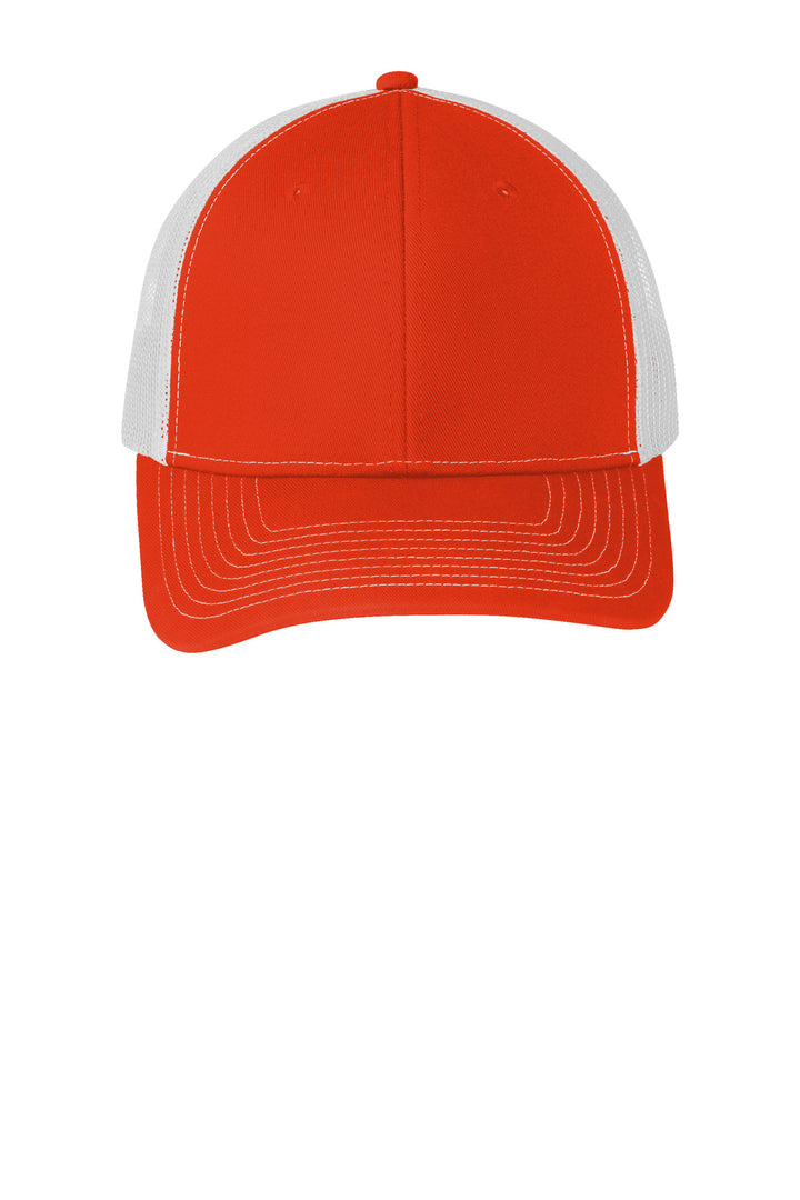 Port Authority Snapback Trucker Cap. C402 — Orange/ White — front