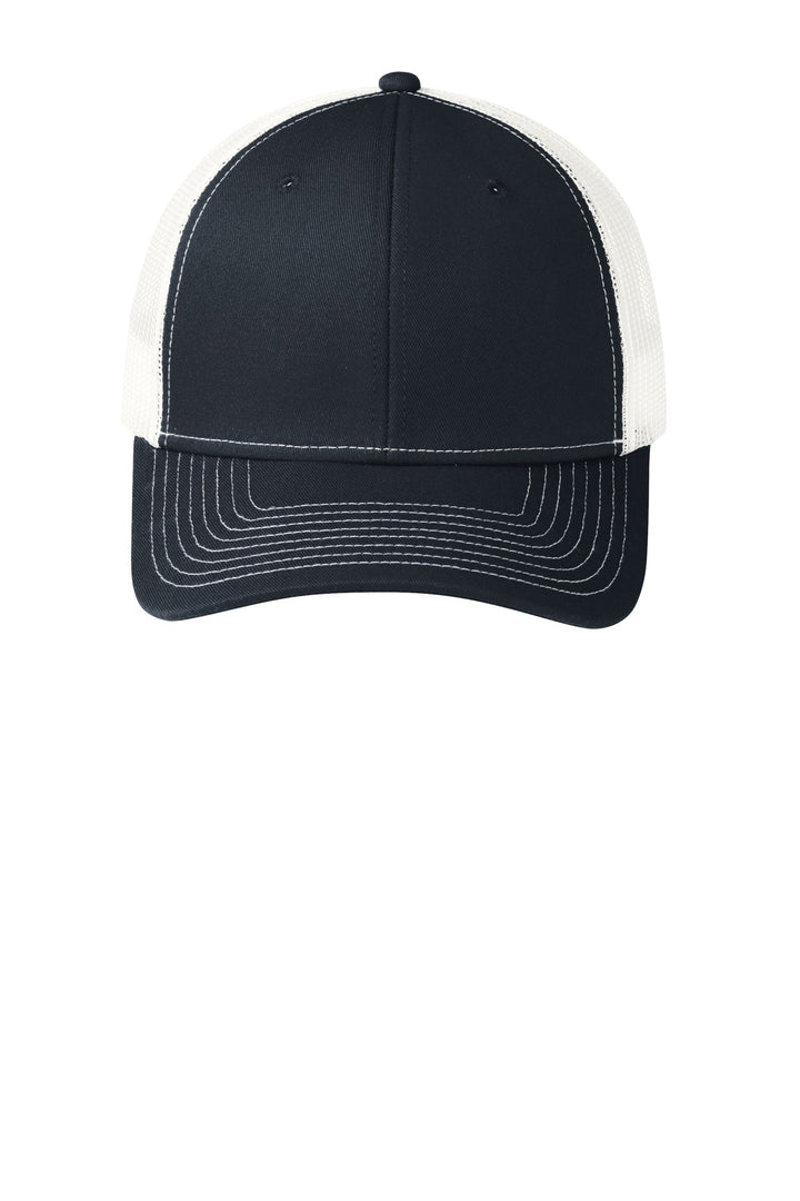 Port Authority Snapback Trucker Cap. C402 — Rich Navy/ White — front