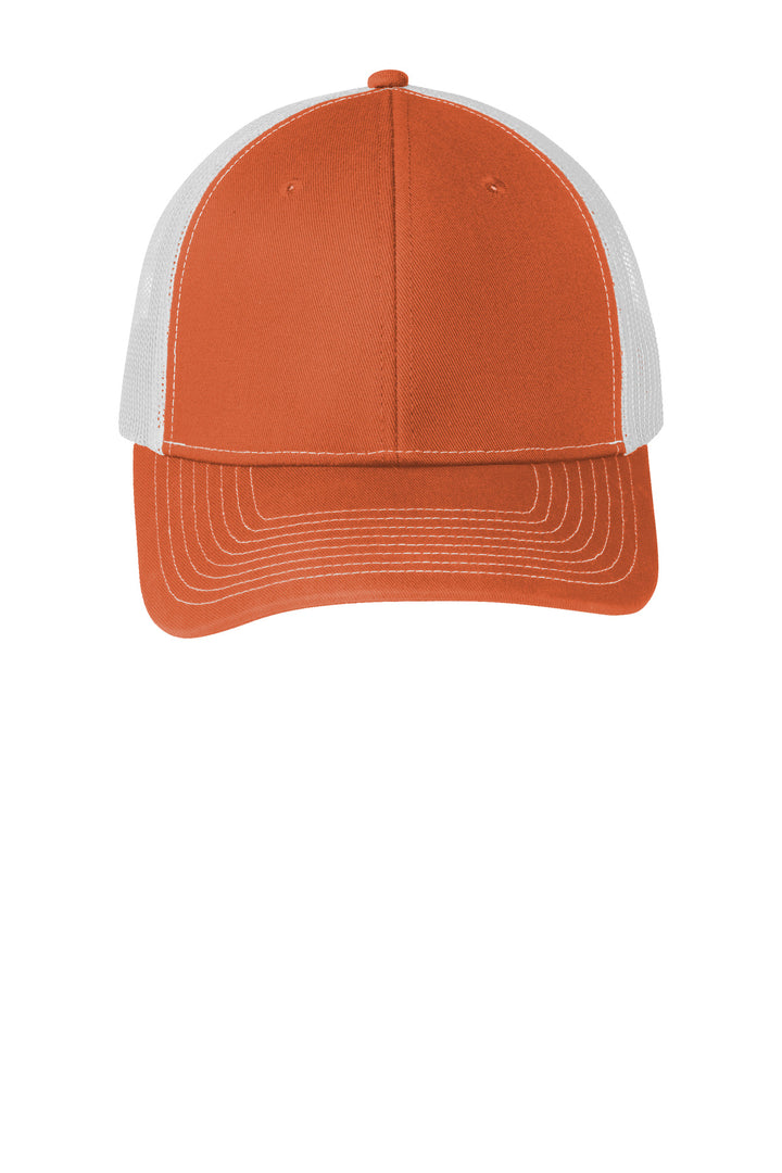 Port Authority Snapback Trucker Cap. C402 — Texas Orange/ White — front