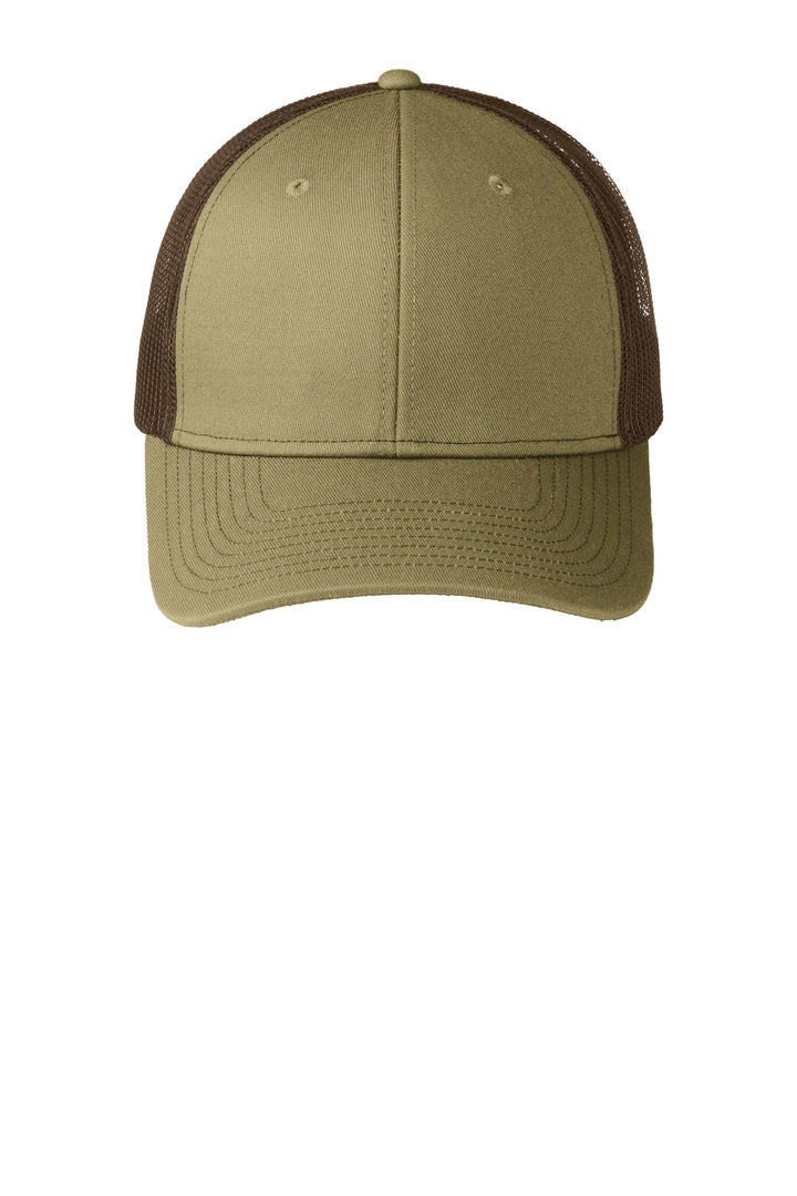 Port Authority Snapback Trucker Cap. C402 — True Khaki/ Coffee — front