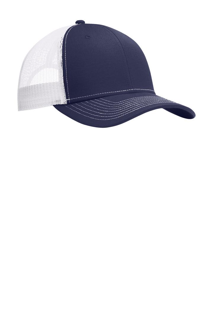 Port Authority Snapback Trucker Cap. C402 — True Navy/ White — front