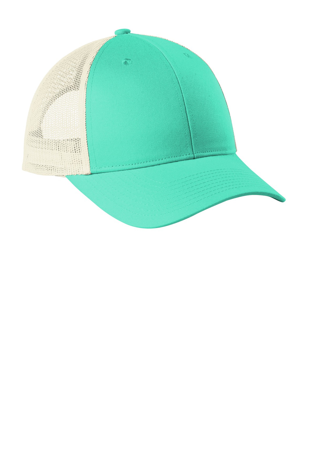 Port Authority  Low-Profile Snapback Trucker Cap C402LP — Bright Seafoam/ Ecru — front