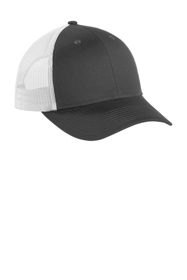 Port Authority  Low-Profile Snapback Trucker Cap C402LP — Grey Steel/ White — front