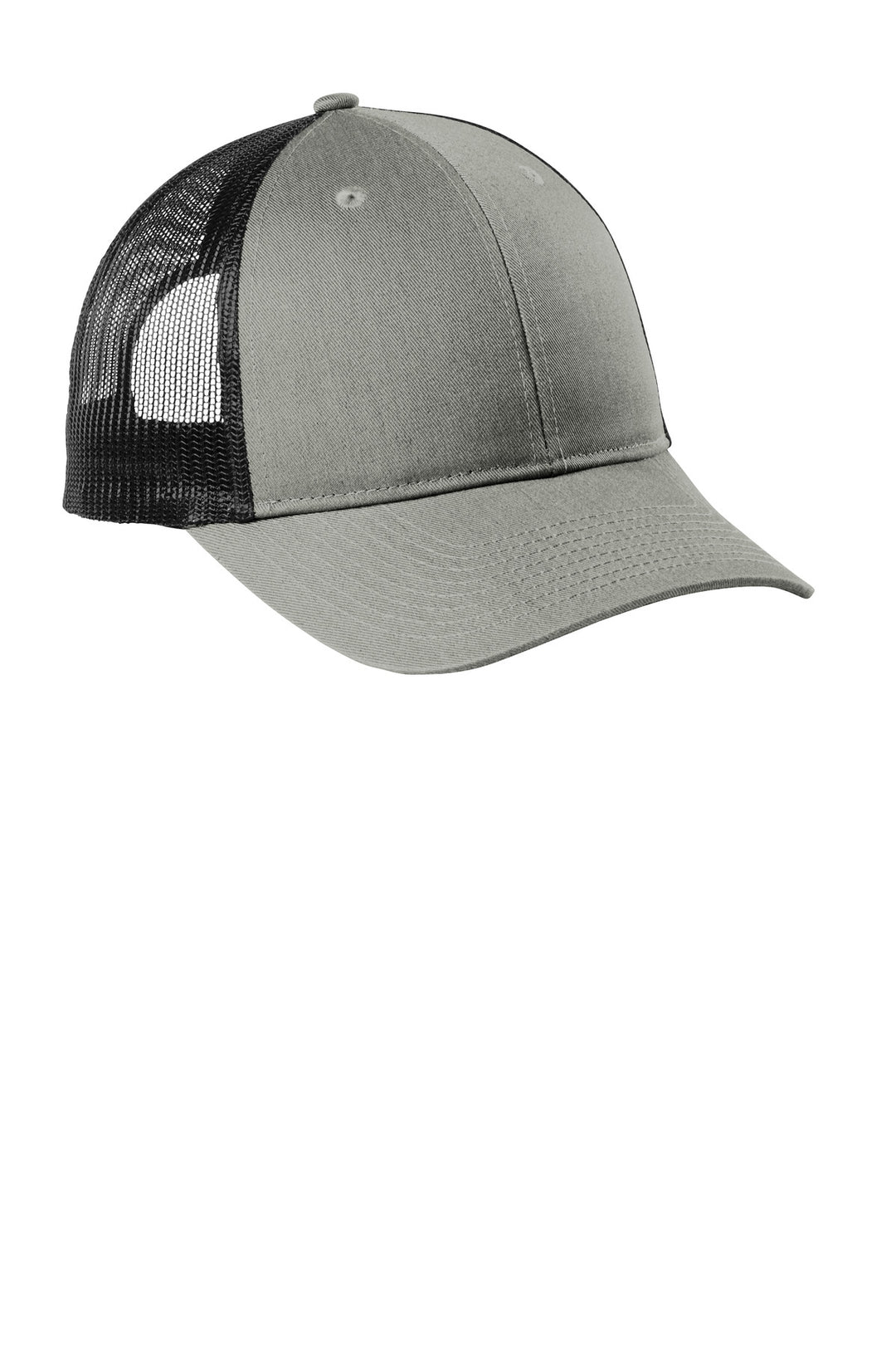 Port Authority  Low-Profile Snapback Trucker Cap C402LP — Heather Grey/ Black — front