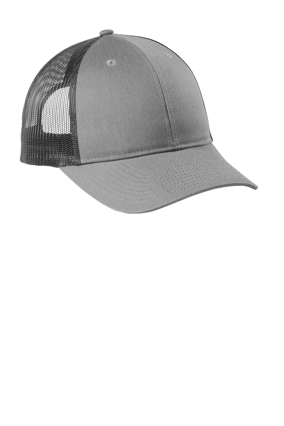 Port Authority  Low-Profile Snapback Trucker Cap C402LP — Heather Grey/ Grey Steel — front