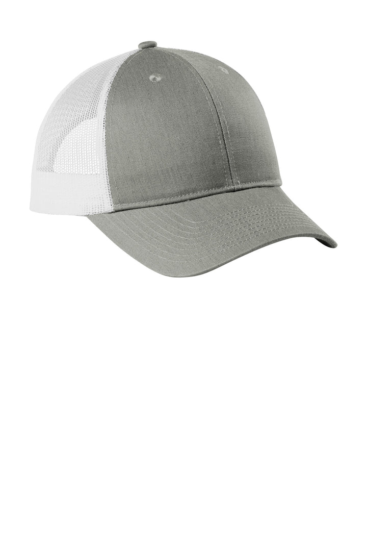 Port Authority  Low-Profile Snapback Trucker Cap C402LP — Heather Grey/ White — front