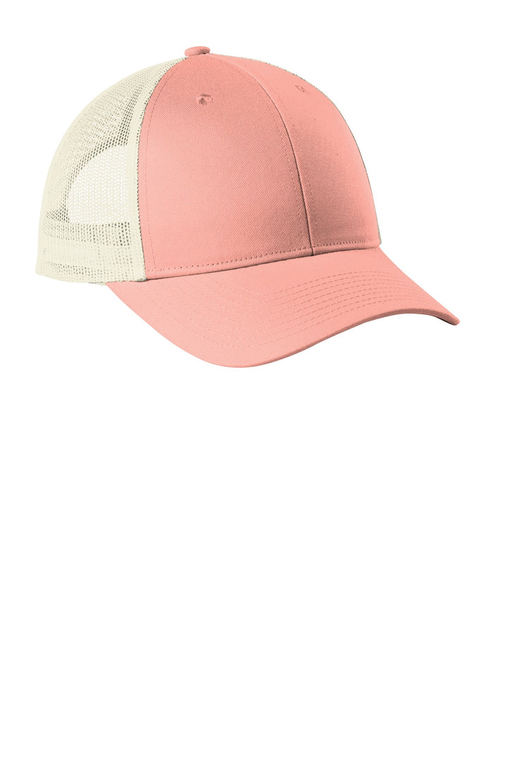 Port Authority  Low-Profile Snapback Trucker Cap C402LP — Soft Coral/ Ecru — front