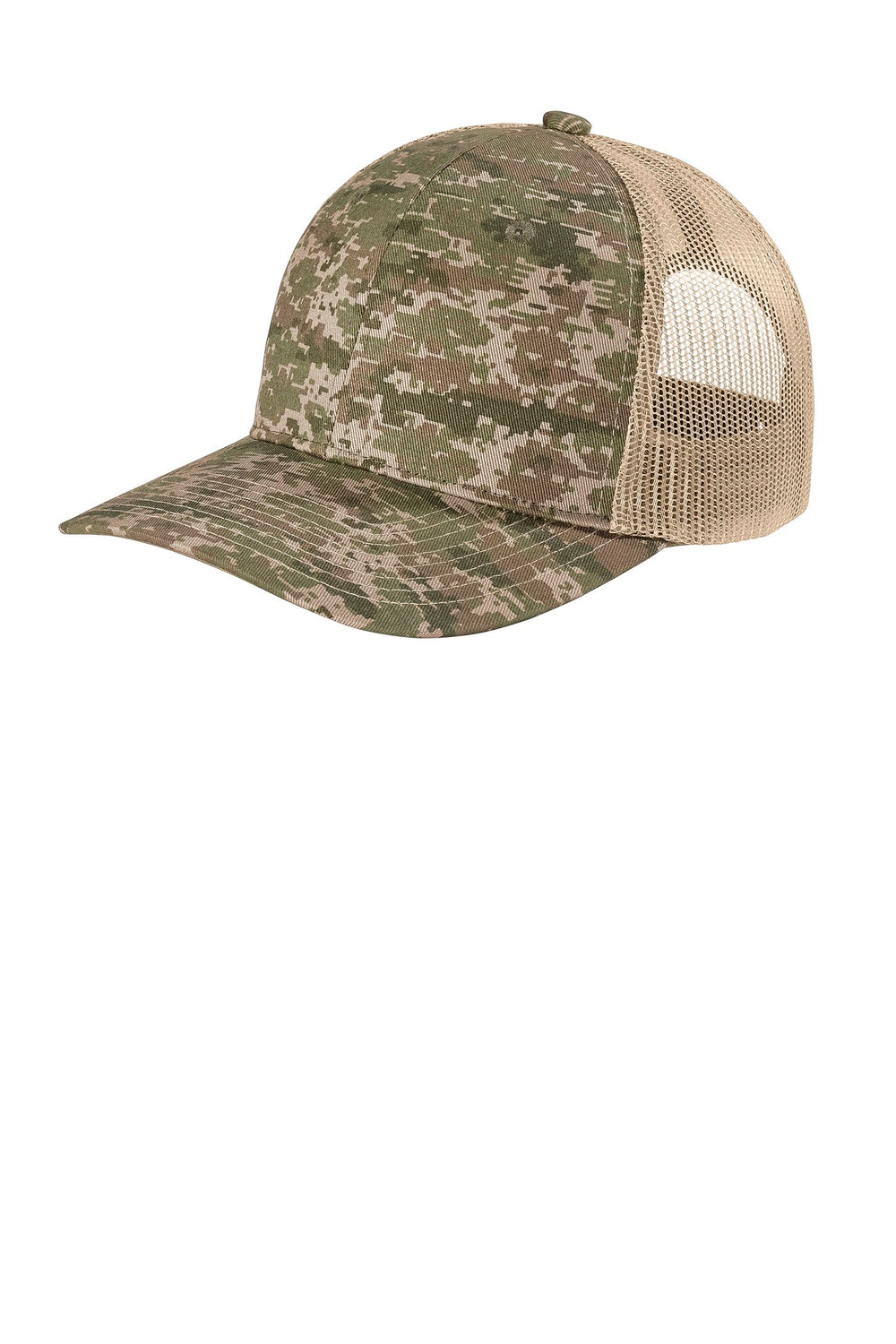 Port Authority  Digi Camo Snapback Trucker Cap C404 — Olive Drab Green Digi/ Coyote Brown — front