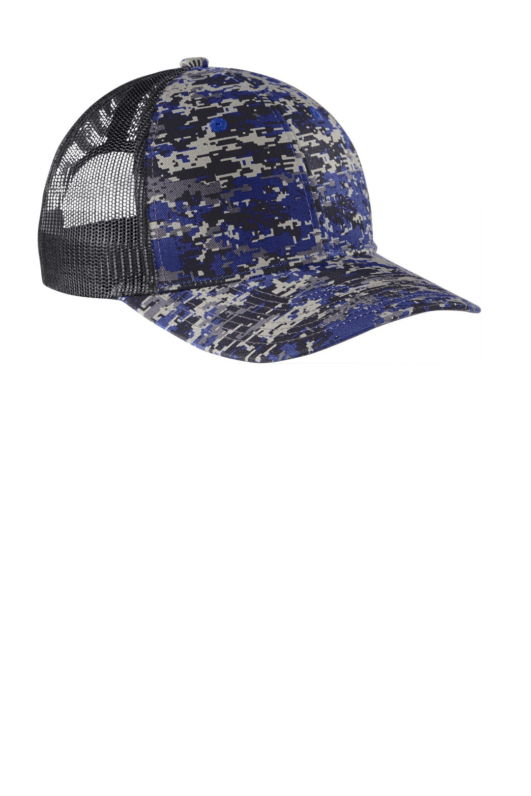 Port Authority  Digi Camo Snapback Trucker Cap C404 — Patriot Blue Digi/ Grey Steel — front