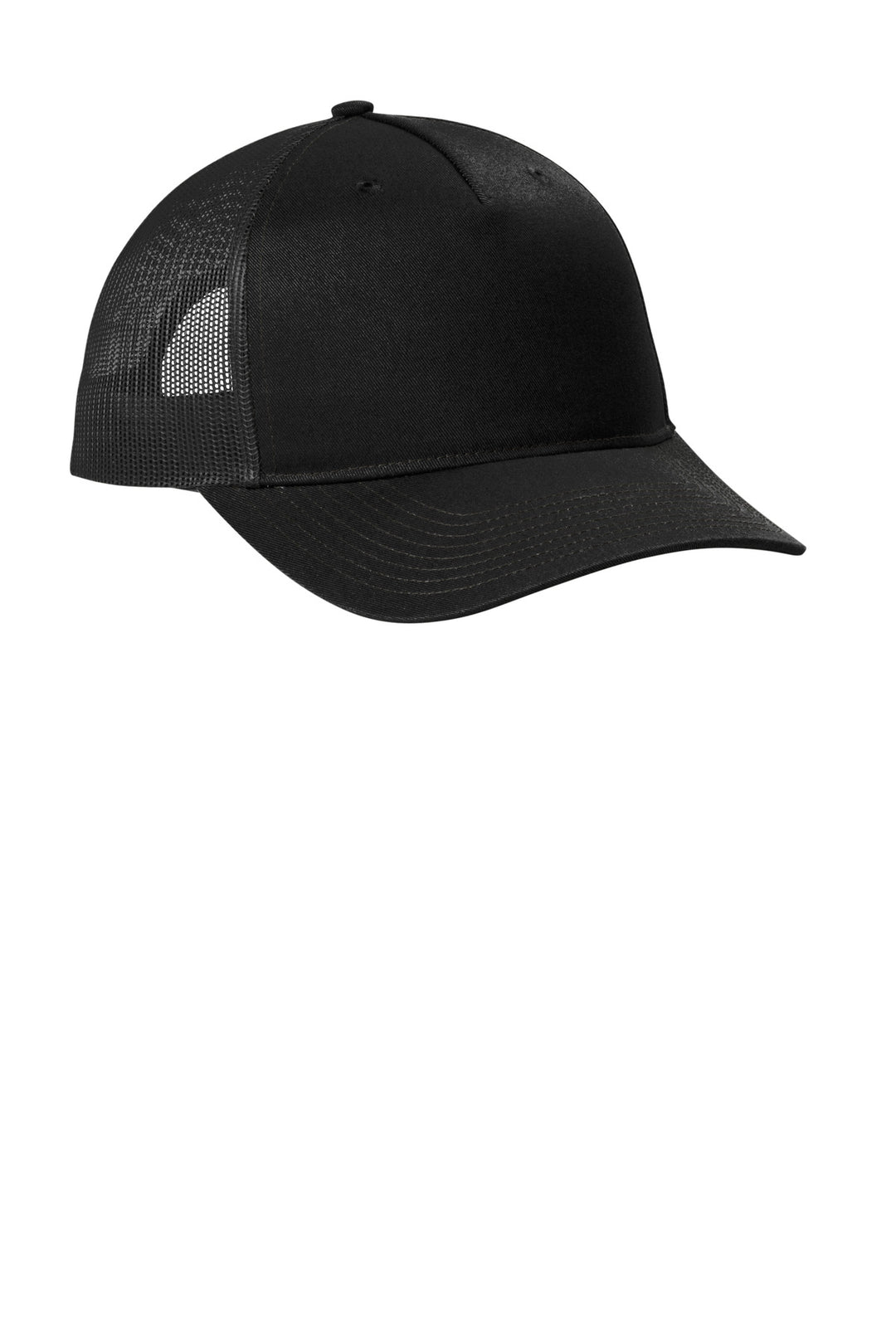 Port Authority Snapback Five-Panel Trucker Cap C405 — Black — front