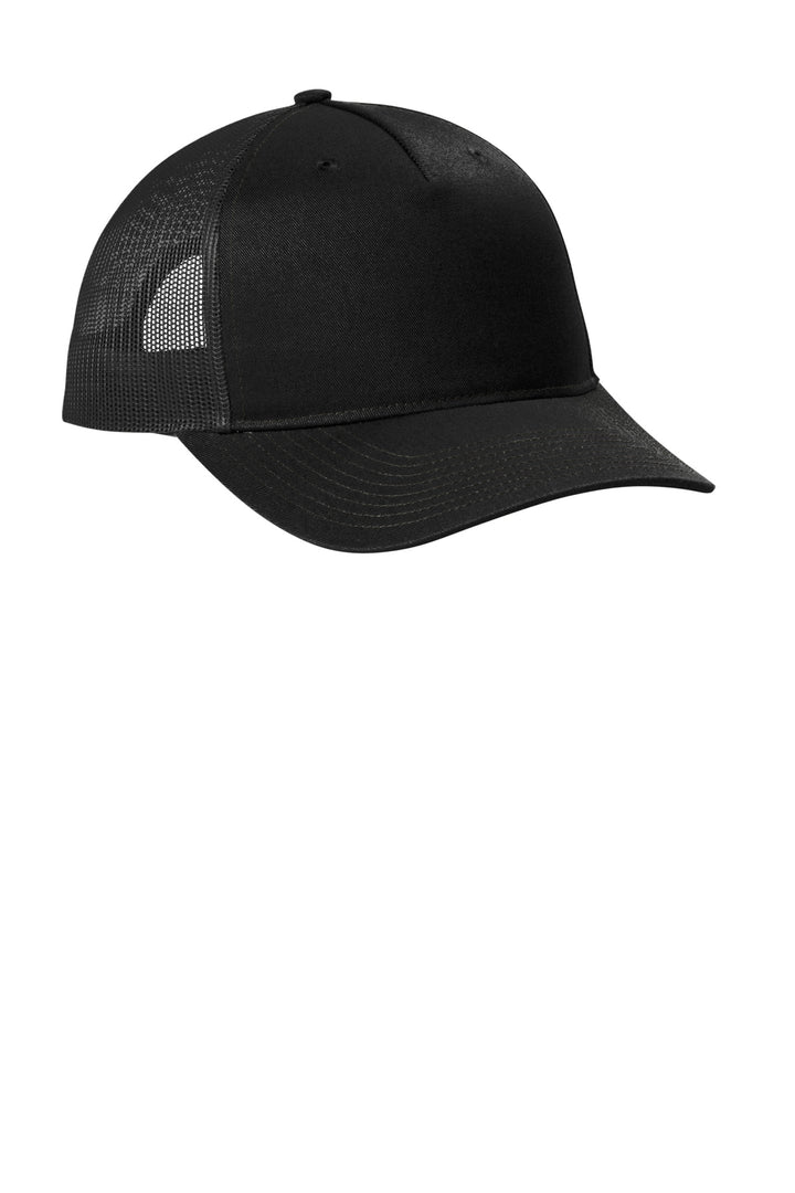 Port Authority Snapback Five-Panel Trucker Cap C405 — Black — front