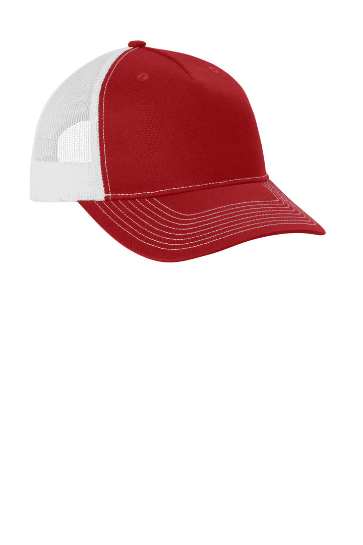 Port Authority Snapback Five-Panel Trucker Cap C405 — Flame Red/ White — front