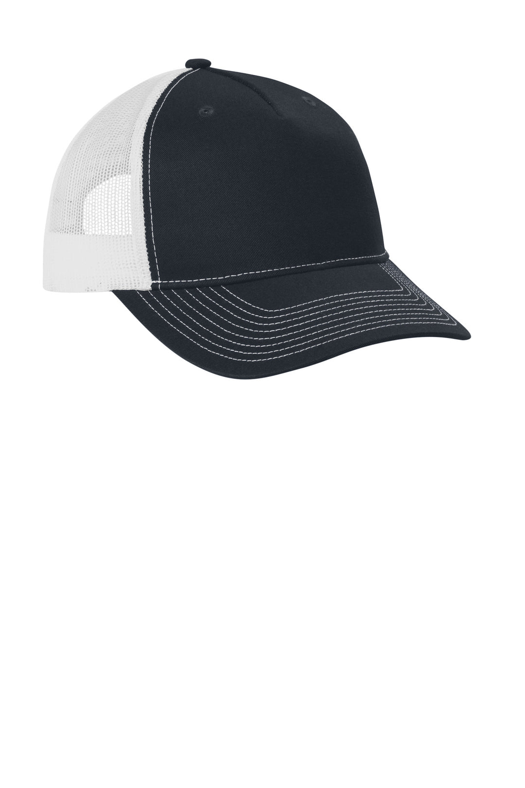 Port Authority Snapback Five-Panel Trucker Cap C405 — Rich Navy/ White — front