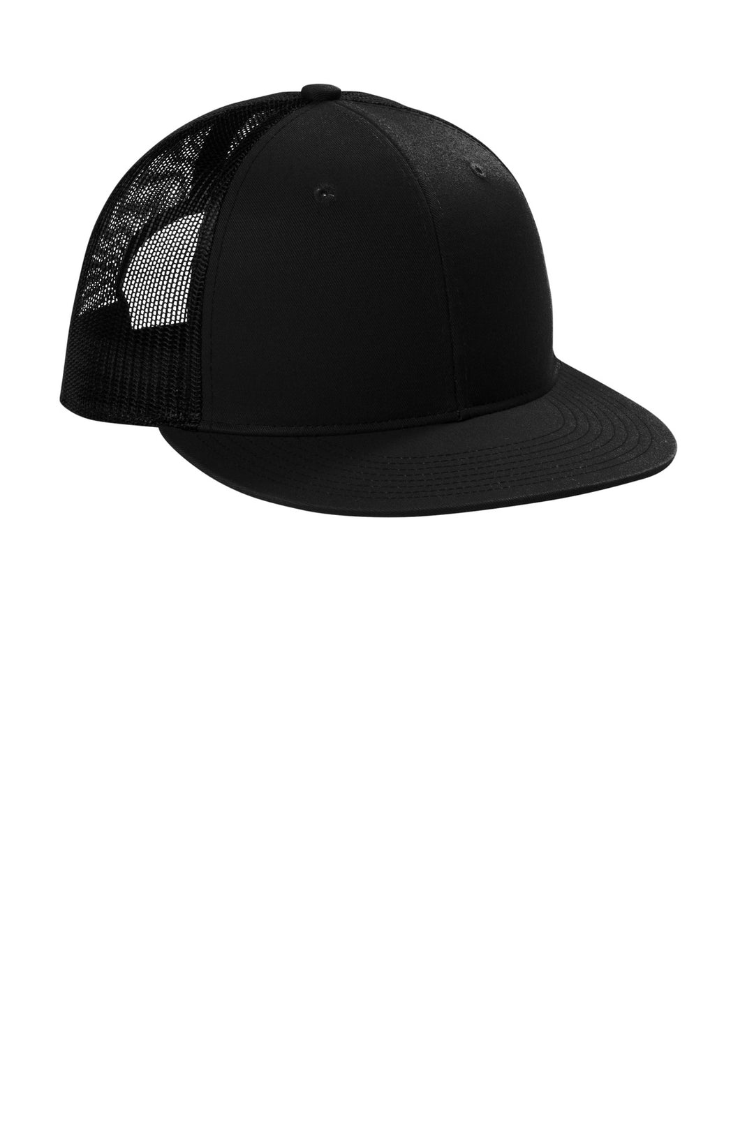 Port Authority Snapback Flat Bill Trucker Cap C407 — Black — front