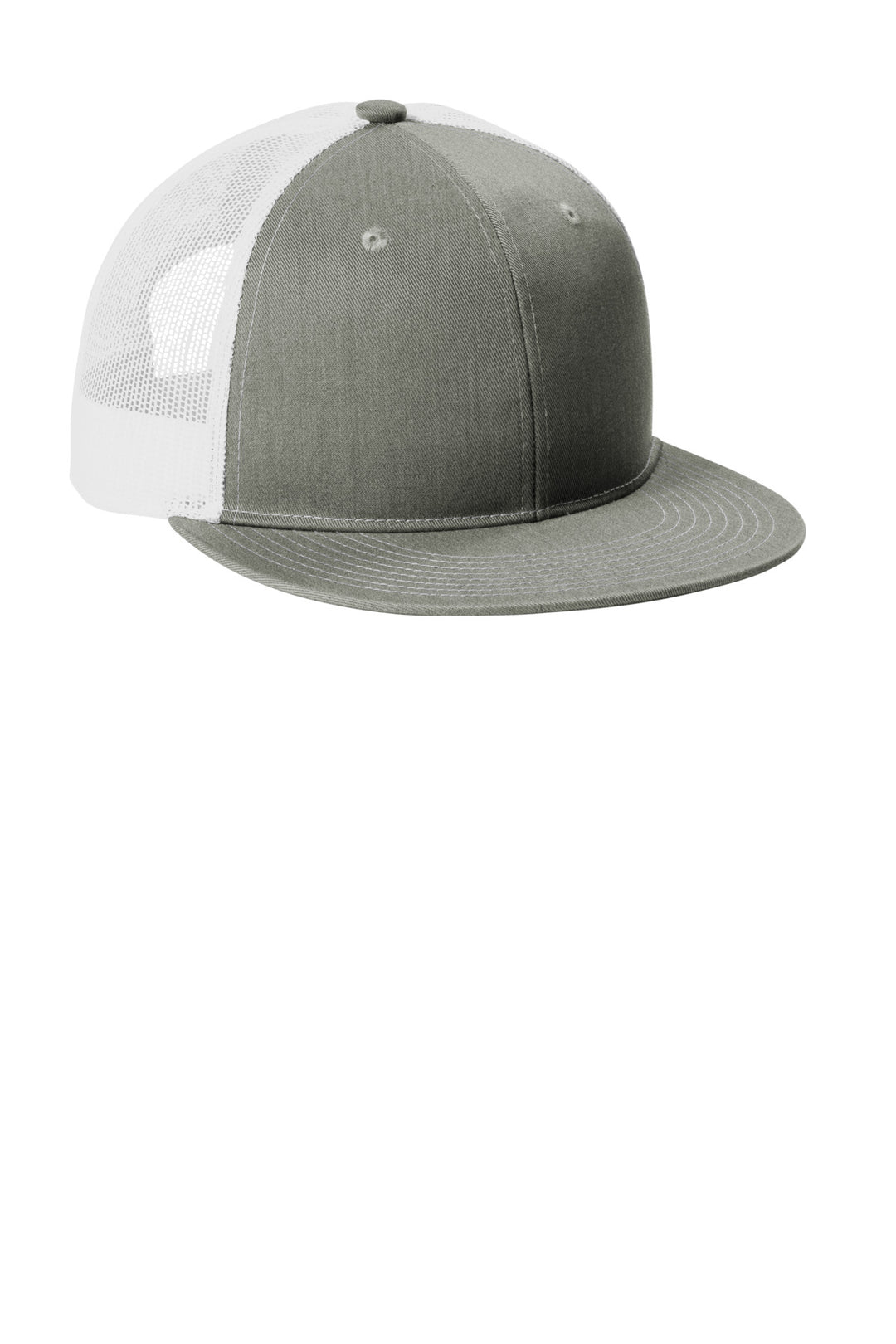 Port Authority Snapback Flat Bill Trucker Cap C407 — Heather Grey/ White — front