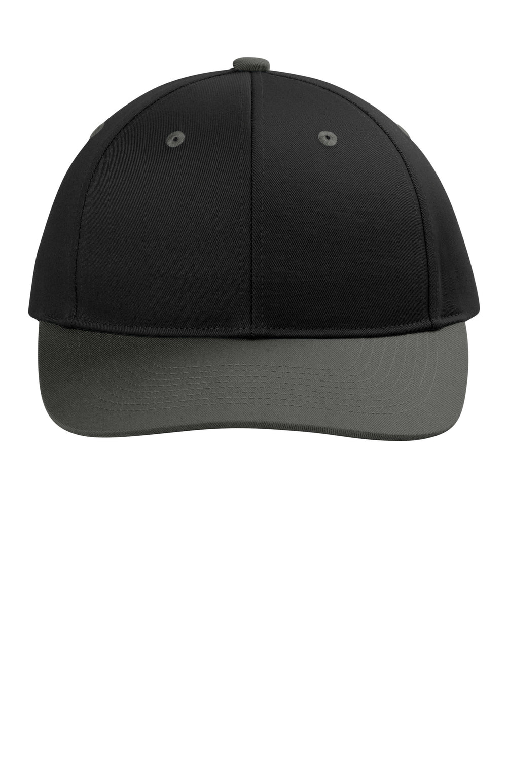 Port Authority Snapback Cap C408 — Black/ Grey Steel — front