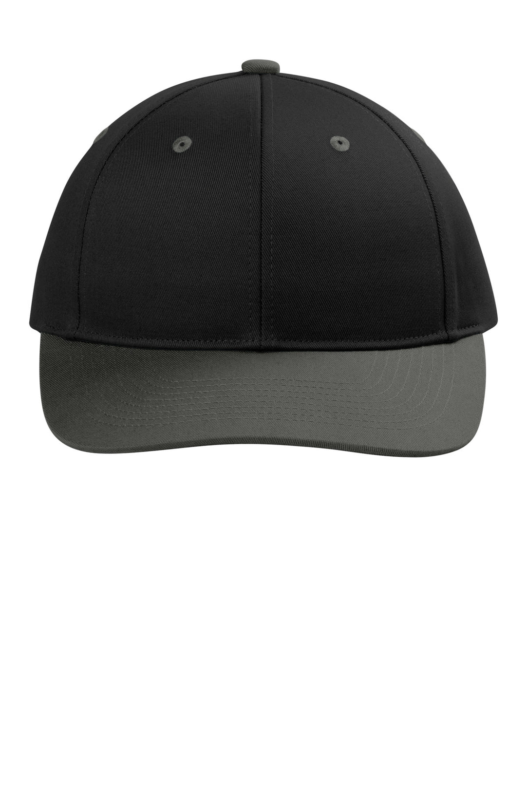 Port Authority Snapback Cap C408 — Black/ Grey Steel — front