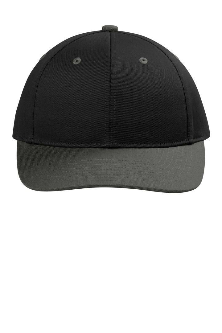 Port Authority Snapback Cap C408 — Black/ Grey Steel — front