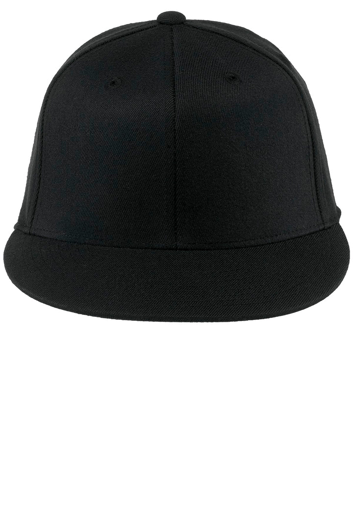 Port Authority Flexfit 210 Flat Bill Cap. C808 — Black — front