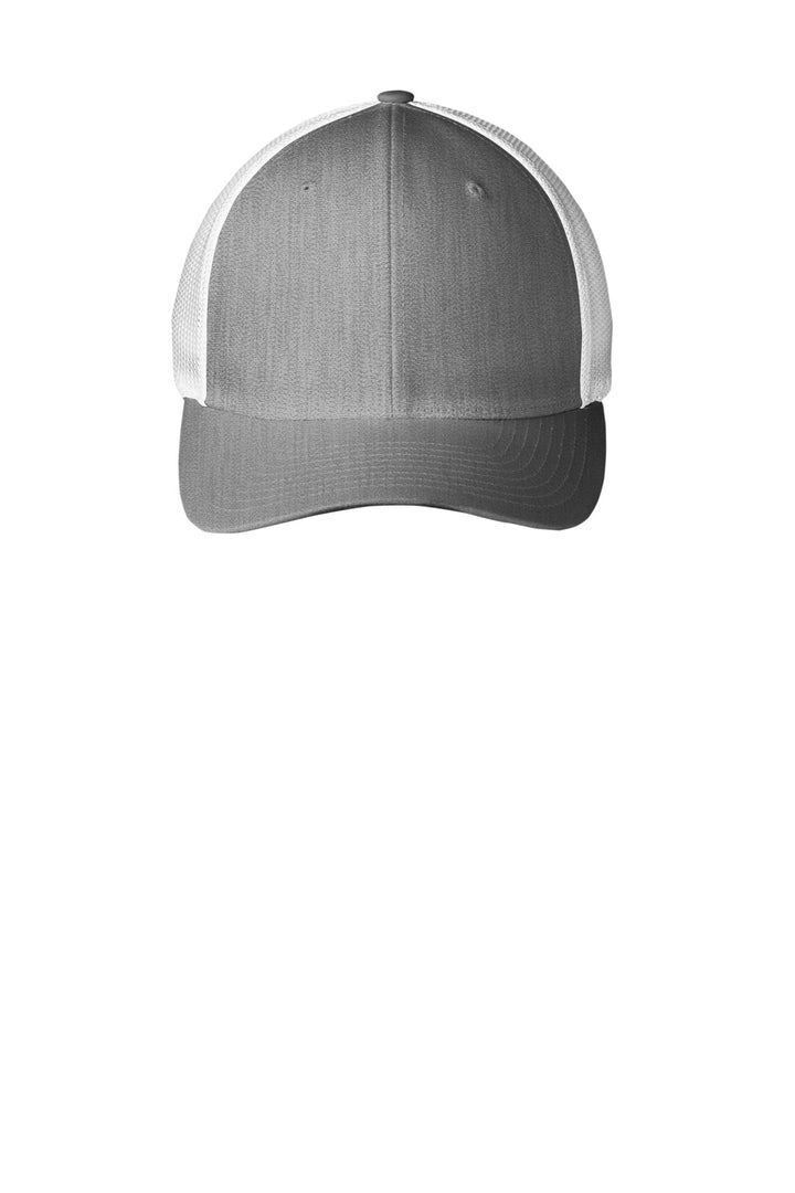 Port Authority Flexfit Mesh Back Cap. C812 — Heather Grey/ White — front