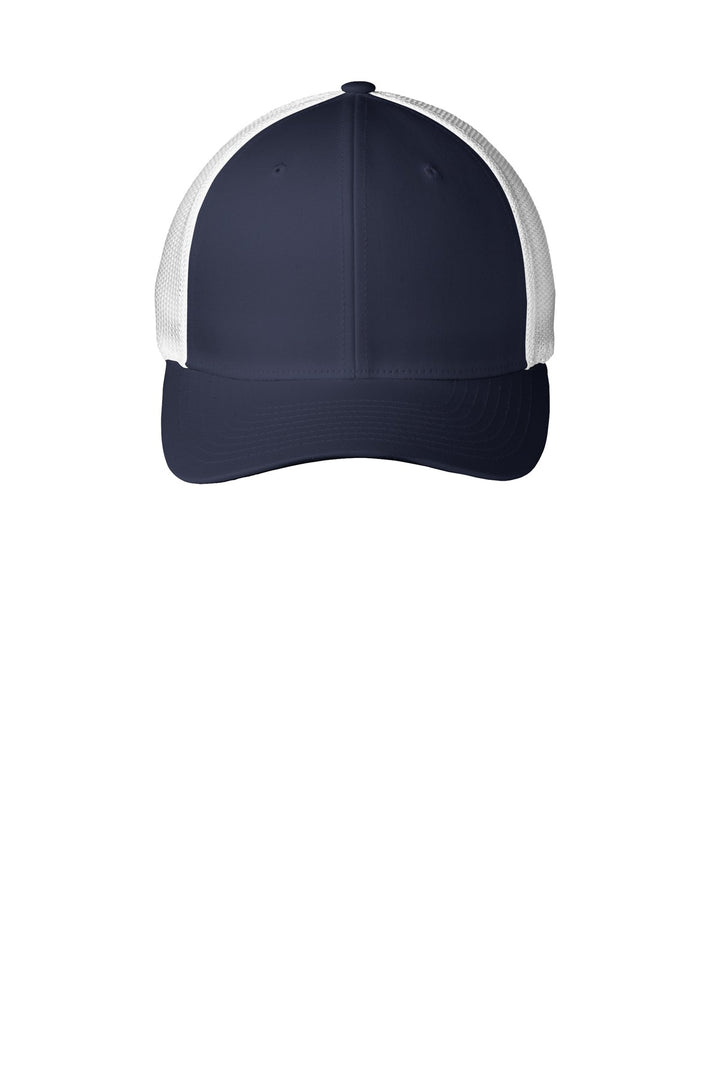 Port Authority Flexfit Mesh Back Cap. C812 — True Navy/ White — front